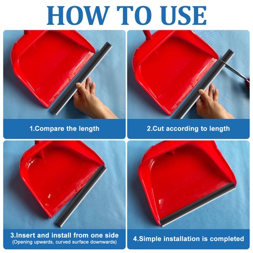 4 Pcs Dustpan Replacement Rubber Garbage Shovel Accessories Lip Broom Set Strip - Imagen 11 de 12