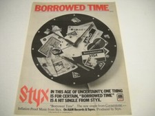 In age of uncertainty STYX is on BORROWED TIME original 1980 Promo Poster Ad