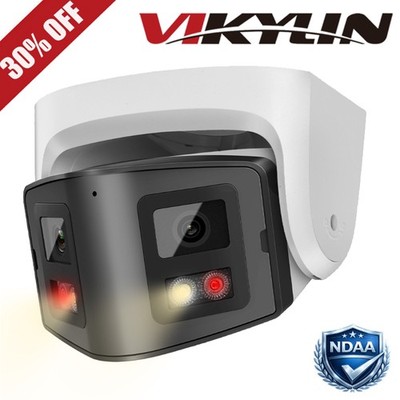 Vikylin 4MP Dual Lens 180° View Color Night PoE Security IP Camera 2-Way Audio
