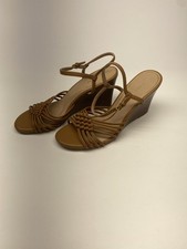 Cole Haan Womens Jitney Brown Wedge Sandal Strappy Leather Heels Dressy Sz 10 B