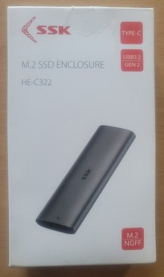 GENUINE SSK M.2 SSD ENCLOSURE HE-C322 TypeC USB 3.2 Gen 2 NGFF NEW Imperfect Box
