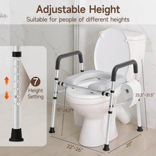 Adjustable Raised Toilet Seat Universal Toilet Riser for Elderly, Max. 400 Lbs