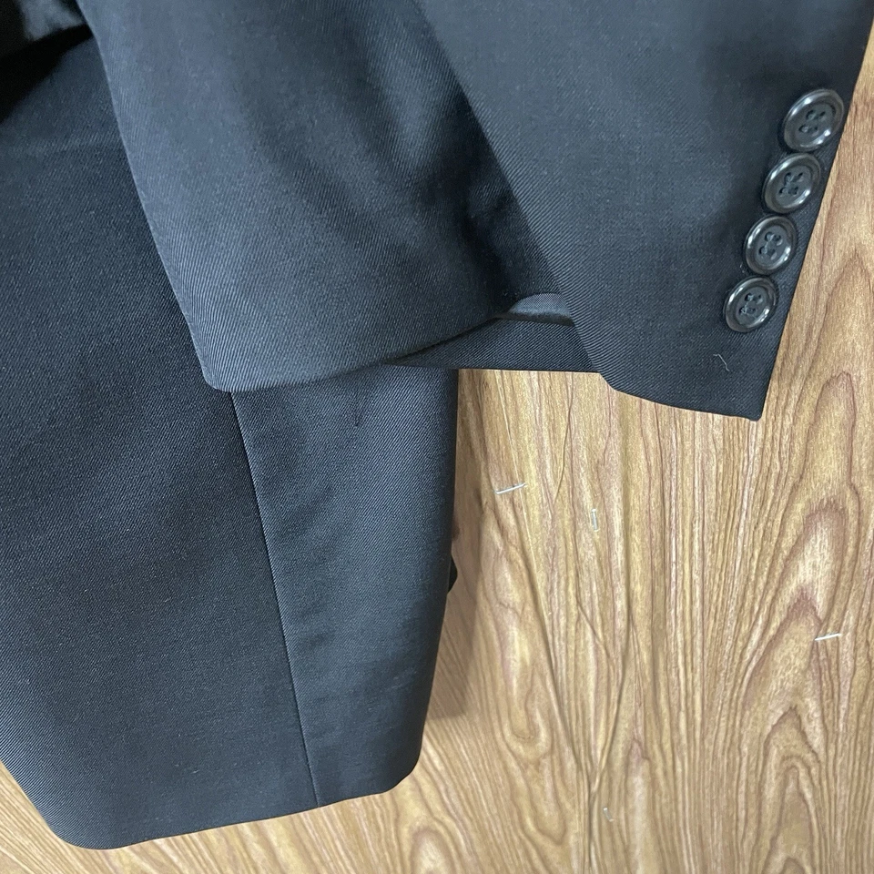 Jack Victor Montreal Blazer Jacket Mens 60XL Black Solid Super 100s Italy Wool - Image 3 of 4