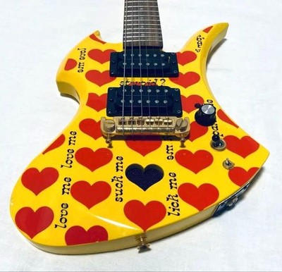 ギター BURNY YH-JR hide Yellow Heart Jr Electric Guitar Burny YH-JR. Heart Yellow X Japan Hide Signature