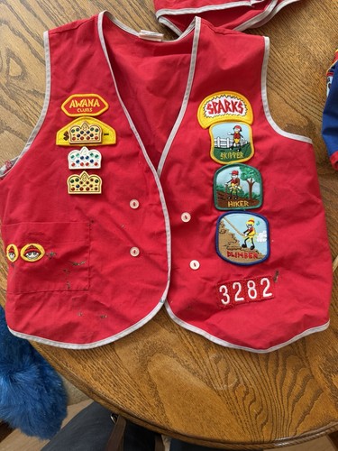 Awana Sparks Uniform Vest  with Award Patches and Pins Size L