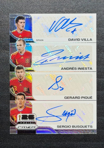 2026 Panini Prizm FIFA David Villa Iniesta Pique Busquets TRIPLE Auto Silver /10
