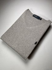 Polo Ralph Lauren Grey V-Neck Jumper 100 Pima Cotton Men  s XXL 546 