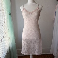 2014 Victoria  s Secret Pastel Pink Floral Lace Slip Dress Size L Coquette