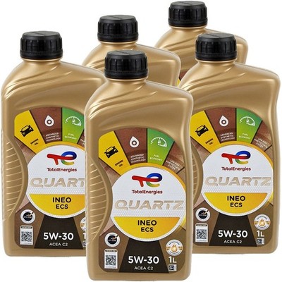 5x 1L TOTAL QUARTZ INEO ECS 5W30 MOTORÖL passend für PSA B71 2290 ACEA C2