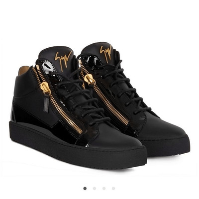 Giuseppe Zanotti Metal Signature Logo Black Leather High Top Sneaker Kriss 38/ 8