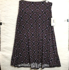 LuLaRoe Azure skirt adult size L large floral patterned lavender coral black NWT