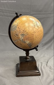 Traditional World Globe Decorative Desk Ornament Pedestal Base 15 Inch Tall