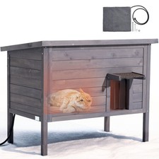 34.5x21.5x27.2in Waterproof Heated Cat Shelter, 30W, Asphalt Roof, Raised Legs