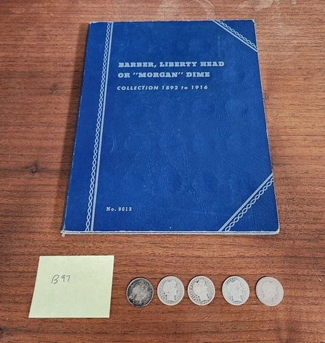 Barber Dime Whitman Album 1892 - 1916, 28 Coins, Plus 5, Some Key Dates, Silver