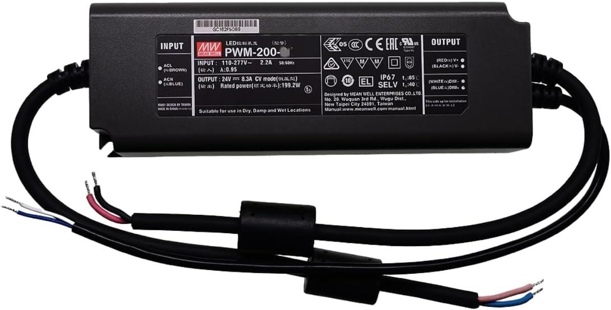 Variateur LED PWM-200-24DA2 Mean Well pour supprimer sifflements et clignotements