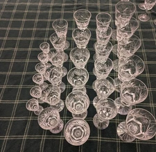 Set Of 30 - Waterford ASHLING CRYSTAL Glasses Water Claret White Wine Champagne