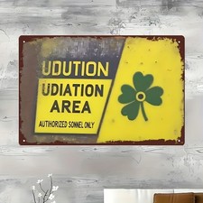 Humorous St Patricks Day Metal Sign Clover Warning Accent For Man Cave Or Pub