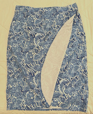 RIPSKIRT TROPICAL BLUE FLORAL STRAIGHT WRAP SKIRT, Women's Large. VGUC 