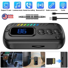 3-in-1 Bluetooth 5.3 Transceiver AUX Adapter TF Player for Home TV PC 10m Range