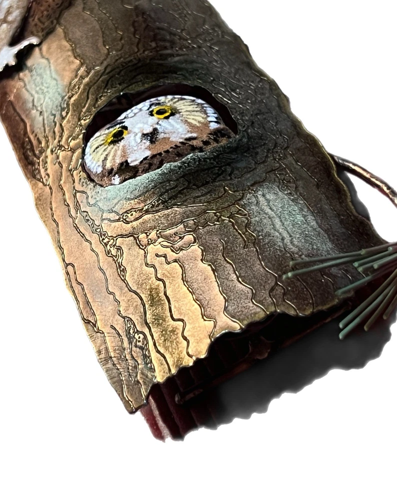 BOVANO De Colección Vidrio Esmalte Escultura Búhos En Tronco Árbol Arte Colgante NUEVO CON ETIQUETAS Foto 2 de 4