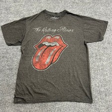 The Rolling Stones T-Shirt Mens Size Medium Gray Graphic Tongue Logo Band Tee