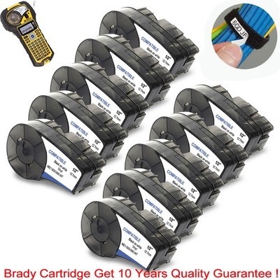 10PK For Brady M210 M21-500-595-WT All Weather Vinyl Label Cartridge Black/White