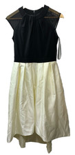 BETSY & ADAM Black Lace Cap Sleeveless Keyhole Midi Formal Hi-Lo Dress Size 6