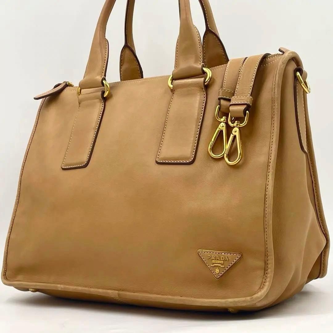 PRADA Triangle Logo Business Bag 2way All Leather Commuting