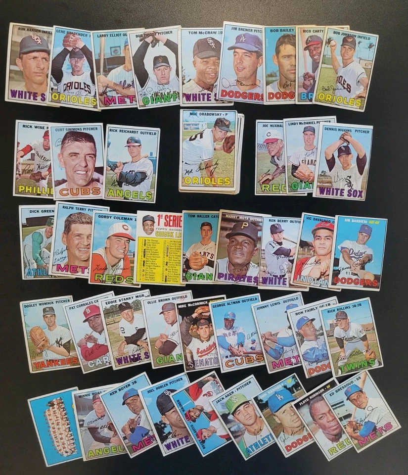 Tarjetas de béisbol Topps 1967 - 96 diferentes - Manny Mota | Jack Aker | Más Foto 3 de 4