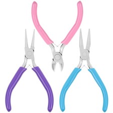 Rubber Handle Jewelry Making Pliers Set with Needle Chain Round Nose Pliers