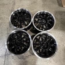 Used 17x8 Vors Sp2 4x100 35 73.1 Black Machined Lip Wheels Set-4
