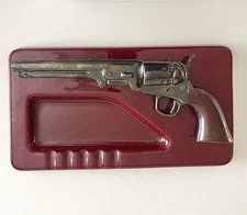 Vintage - Ashtray With Pistol Revolver 13.5" x 7.5" - Tobacco Cigarette Cigar