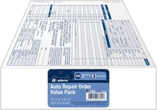 Adams Garage Repair Order Forms, 8.5 X 11 Inch, 3 Parts, 250-Count, White and Ca