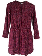 Splendid Leopard Print Dress Women's Small Pink Long Sleeve Button
