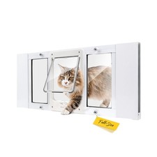 Full-Size Window Pet Door for Cats  Small Dogs, Width Adjustable Fits Slidin...