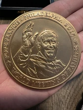 Pope Francis In Fancy Black Case Bronce Coin World Meeting In Philadelphia 2015 