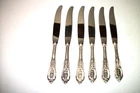 6 Vintage WALLACE ROSE POINT  Sterling Silver 9" DINNER KNIVES 6 Knives LOT B