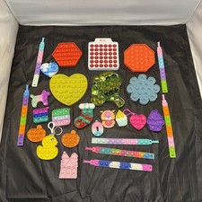 Pop Push Fidget Toy Lot: Among Us Glow In The Dark  Glow Heart  Bracelets 27Pc