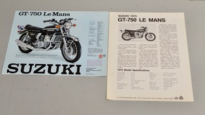 1975 Suzuki GT-750 LE MANS  GT -550 IN  SALES BROCHURE WITH TECH SHEETS  2 SIDED