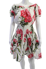 Dolce & Gabbana Women Fit & Flare Sundress Green Floral Cotton Size 50