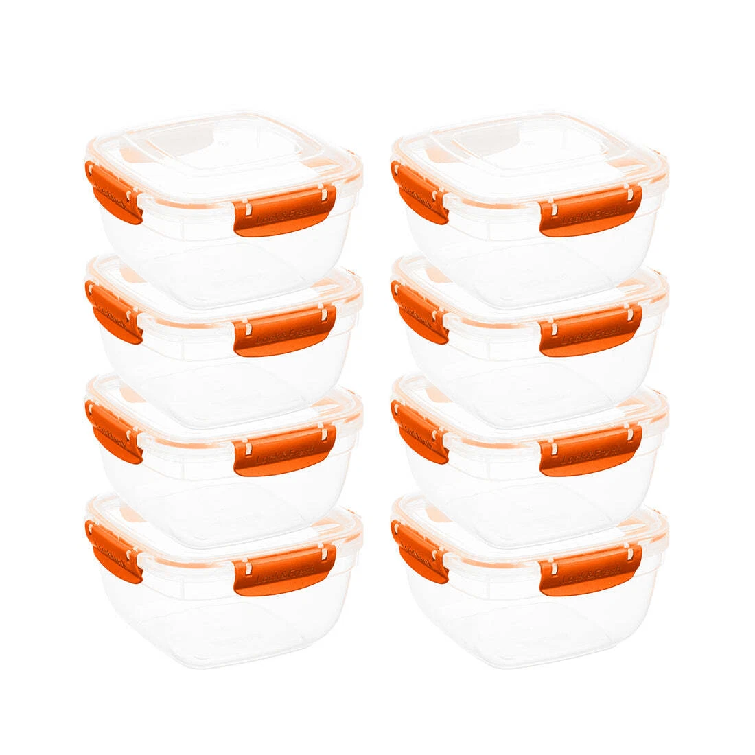Superio Plastic Food Storage Containers, Airtight Lids, 48 oz., Orange, 8 pack