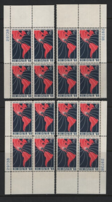US Scott 1340 set of Matching 29738 Plate Blocks of 4 MNH Hemis Fair (6 ...