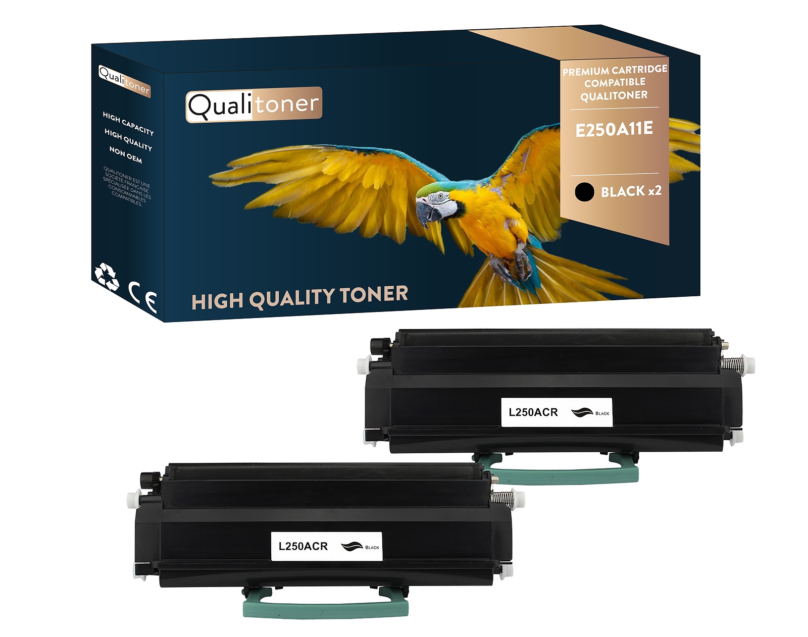 Toner Lexmark E250A11E noir lot de 2 Qualitoner ideal pour le teletravail et le secretariat