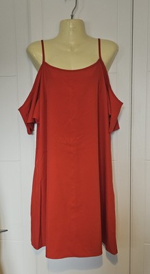 Shien Size Summer size 16 Cold Shoulder Red Knee Length Shift Dress