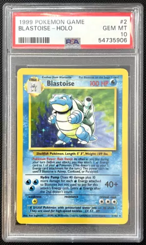 Pokemon Blastoise 2/102 WOTC Base Set Holo PSA 10 GEM MINT CH7