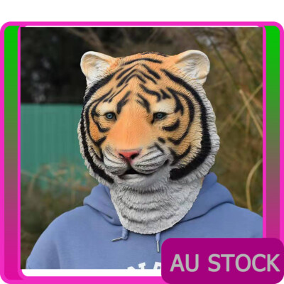 Adult Tiger Head Mask Latex Animal Zoo Party Halloween Gangnam Style Costume