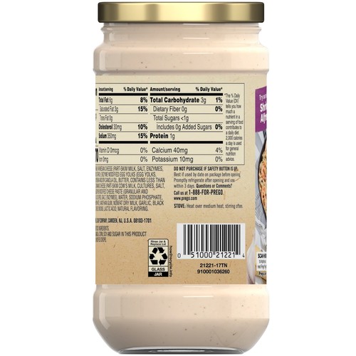 Prego Alfredo Pasta Sauce with Roasted Garlic and Parmesan Cheese, 14.5 oz Jar - Picture 11 of 13
