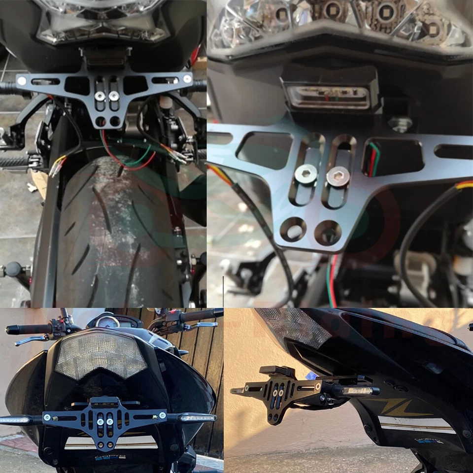 Kit eliminador de guardabarros soporte de matrícula soporte de luz LED para Kawasaki Honda Foto 3 de 4