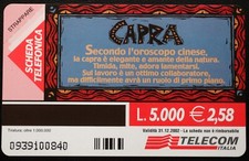 A354-scheda telefonica TELECOM lire 5.000 Oroscopo Cinese - Capra