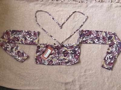 PAISLEY PRINTED RUCHED HALTER CROP TOP UK